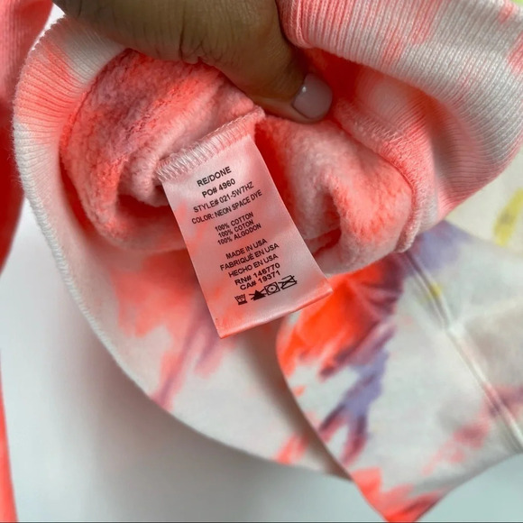 NEW RE/DONE x Hanes 70s Half Zip Neon Space Dye Tie Dye Pull Over Sweater Small - Picture 9 of 9